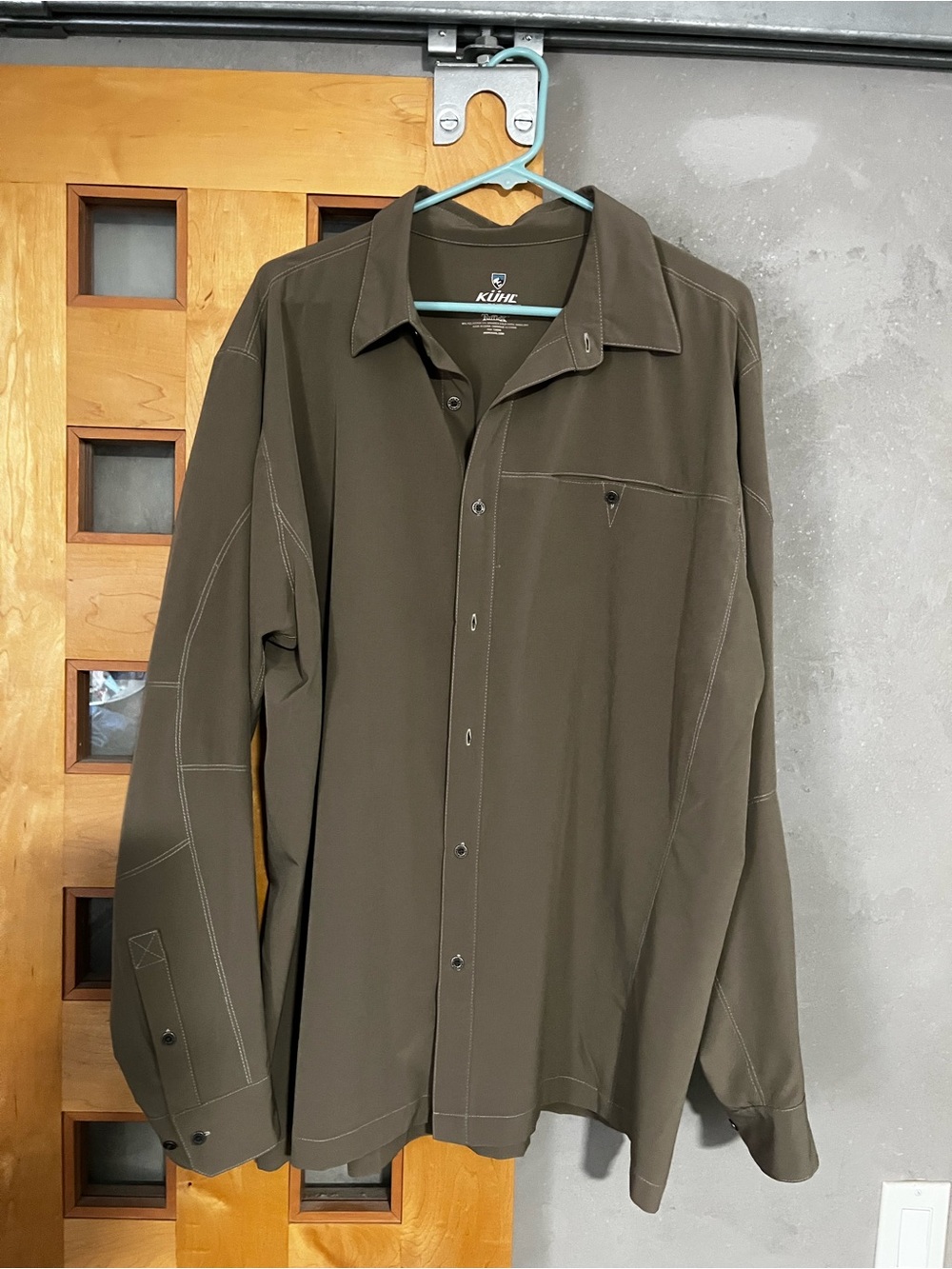 Kuhl Tufflex Men’s Olive Button-Down Shirt - Dark Olive Green, XL